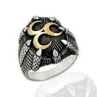 925K Sterling Silver Three Crescents Men Ring