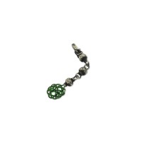 999 Silver Beaded Black Green Handmade Rosary Tassel