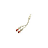 999 Silver Red Rope White Model Hand Knit Rosary Double Tassel 