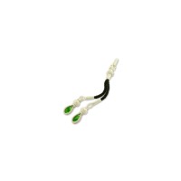 999 Silver Green Drop Stone White Model Handmade Rosary Double Tassel