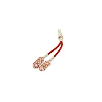 999 Silver Red Rope White Handmade Rosary Double Tassel