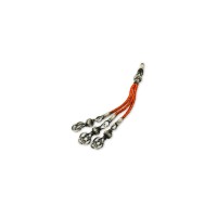 999 Silver Red Rope Grey Hand Knit Rosary Triple Tassel 