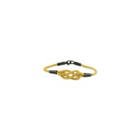 999 SİLVER GOLD Hand Knit Black Detail Bracelet