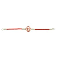 999 Silver Red Hand Knit White Detail Rope Bracelet