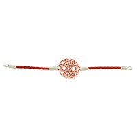 999 Silver Red Hand Knit White Detail Rope Bracelet