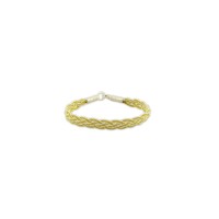 999 Silver Yellow White Hand Knit Bracelet