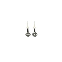 999 Sterling Silver White Black Hand Knit Earring