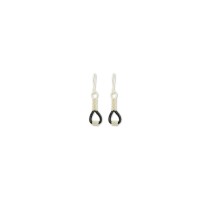 999 Sterling Silver White Black Handmade Earring