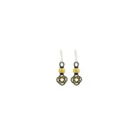 999 Sterling Silver Gold Beaded Black Hand Knit Earring