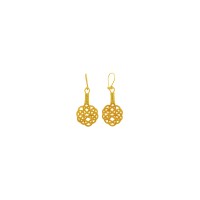 999 Sterling Silver Gold Hand Knit Earring