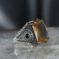 925 Sterling Silver Zultanite Stone Handmade Square Men Ring