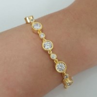 Gold Plated 925K Silver Tennis Cz Diamond Bracelet