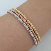 Gold Plated 925K Silver Tricolor Bead Bracelet