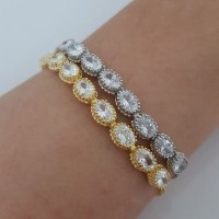 Gold Plated 925K Silver Tennis Cz Diamond Bracelet