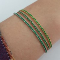 Gold Plated 925K Silver Tennis Green Stone Bracelet