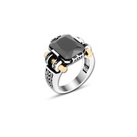 925 Silver Black Zircon Stone Ring For Men