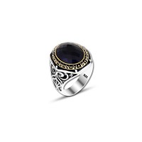 925 Silver Black Zircon Stone Ring For Men