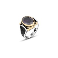 925 Silver Black Zircon Stone Ring For Men