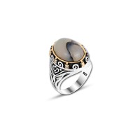 925 Silver Yemen Agate Stone Ring For Men 