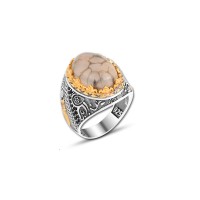 925 Silver Yemen Agate Stone Ring For Men 