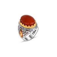 925 Silver Agate Ring For Men