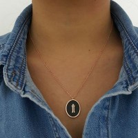 Rose Gold P. 925K Sterling Silver Initial Letter İ Necklace