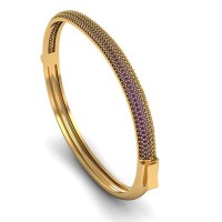 Rose Gold Plated 925K Silver Bangle Amethyst Bracelet 