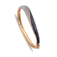 Rose Gold Plated 925K Silver Bangle Amethyst Bracelet 