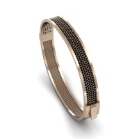 Rose Gold Plated 925K Silver Bangle Onyx Bracelet 