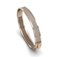 Rose Gold Plated 925K Silver Bangle Cz Diamond Bracelet 