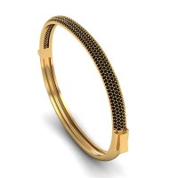 Rose Gold Plated 925K Silver Bangle Onyx Bracelet 