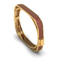 Rose Gold Plated 925K Silver Bangle Ruby Bracelet