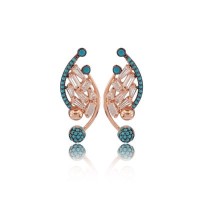 Rose Gold Plated 925K Sterling Silver Baguette Earring Baguette Earring Fashion Designer Earring