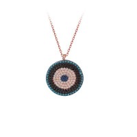 Rose Gold Plated 925K Sterling Silver Charm Pendant Necklace Fashion Designer Necklace Evil Eye Necklace