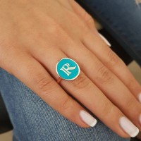 Rose Gold Plated 925K Sterling Silver Letter S Personalized Ring