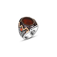 925 Silver Agate Ring For Men