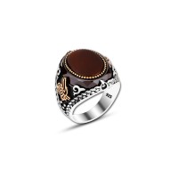 925 Silver Agate Ottoman Ring For Men