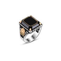 925 Silver Black Onyx  Mosque Ring For Men