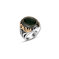 925 Silver Green Zircon Stone Ring For Men