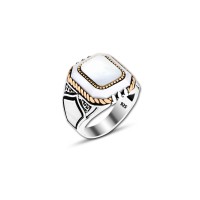 925 Silver Mother of Pearl  Ring For Men 