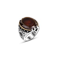 925 Silver Agate Ring For Men