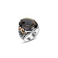 925 Silver Black Zircon Stone Ring For Men