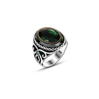 925 Silver Green Zircon Stone Ring For Men