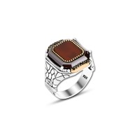 925 Silver Agate Ring For Men