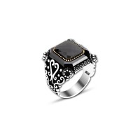 925 Silver Black Zircon Stone Ring For Men