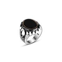 925 Silver Black Onyx Eagle Ring For Men