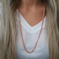 Silver Rose Gold P. 925K Sterling Design Long Necklace