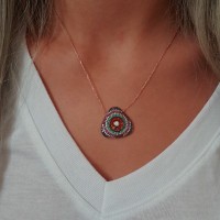 Silver Rose Gold P. 925K Sterling Design Necklace