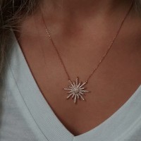 Silver Rose Gold P. 925K Sterling Design Star Necklace