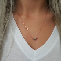 Silver Rose Gold P. 925K Sterling Letter Necklace